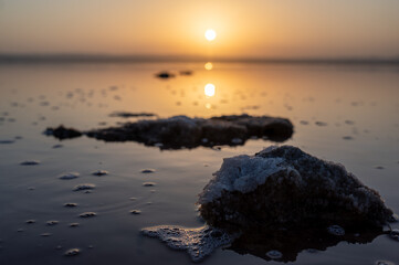 Fototapeta premium Scene from the salt lake in Torrevieja Natural Park