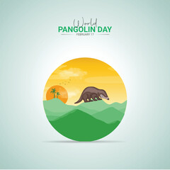 World Pangolin Day. Pangolin Day creative poster, banner, social media post, background
