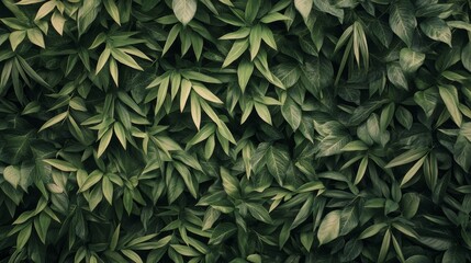 Naklejka premium Lush green leaves create a vibrant natural backdrop in a serene setting