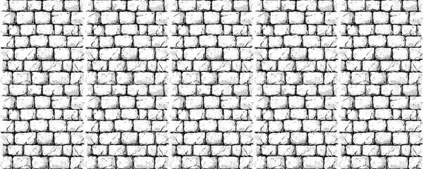 Naklejka premium seamless pattern of Stone wall texture white gray monochrome sketch medieval design rustic background 