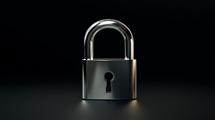 Naklejka premium cybersecurity information protection technology concept There is a large padlock in the middle. Small padlock binary polygons are connected to the center focus. Outer blur with dark blue background.