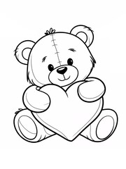 Fototapeta premium teddy bear with heart coloring 
