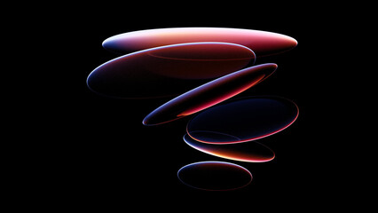 3D Abstract Iridescent Composition Background with Light and Glass Effects
