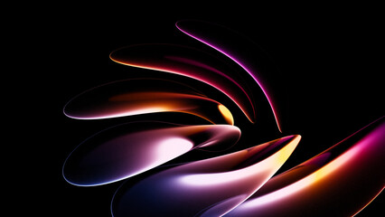 3D Abstract Iridescent Composition Background with Light and Glass Effects