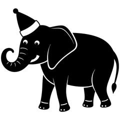 Elephant with Christmas hat