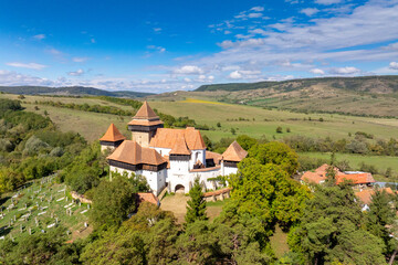 Naklejka premium Viscri - Aerial Drone View of Transylvanian Village, Romania