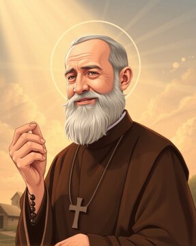 Catholic priest padre pio cartoon illustration hd