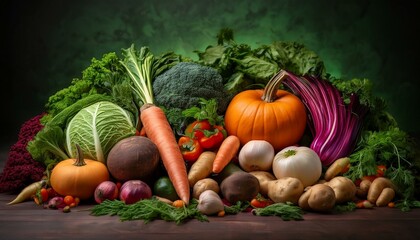 A vibrant autumn harvest of fresh vegetables.