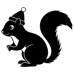Squirrel with a Christmas hat