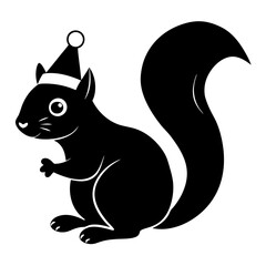 Squirrel with a Christmas hat