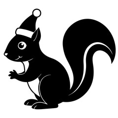 Squirrel with a Christmas hat