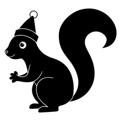 Squirrel with a Christmas hat