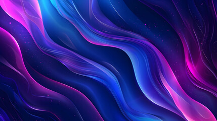 Obraz premium Abstract Blue Purple Waves, Glowing Background