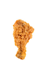 Delicious and crispy fried chicken legs on white background