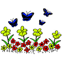 Many-butterfly-fly-in-the-flower-garden