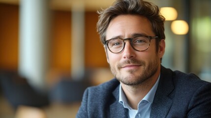 Fototapeta premium Portrait of a Confident Man in Glasses