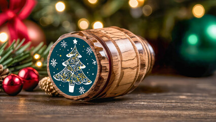 AI-generated image of Christmas theme wine stopper with Santa Snowman reindeer snowflakes Christmas tree