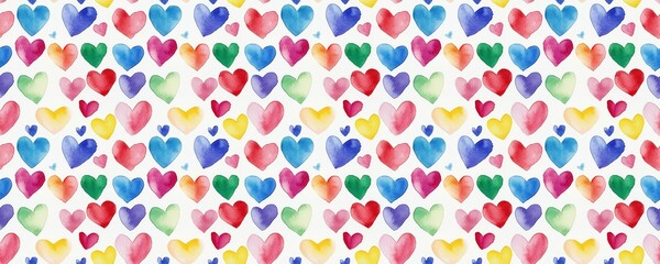seamless pattern of Colorful watercolor hearts pattern  red pink  love Valentine's Day 