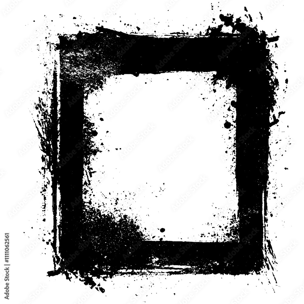 Aufkleber vector overlay for an old album cover with rough brush strokes and worn texture. retro frame and abs