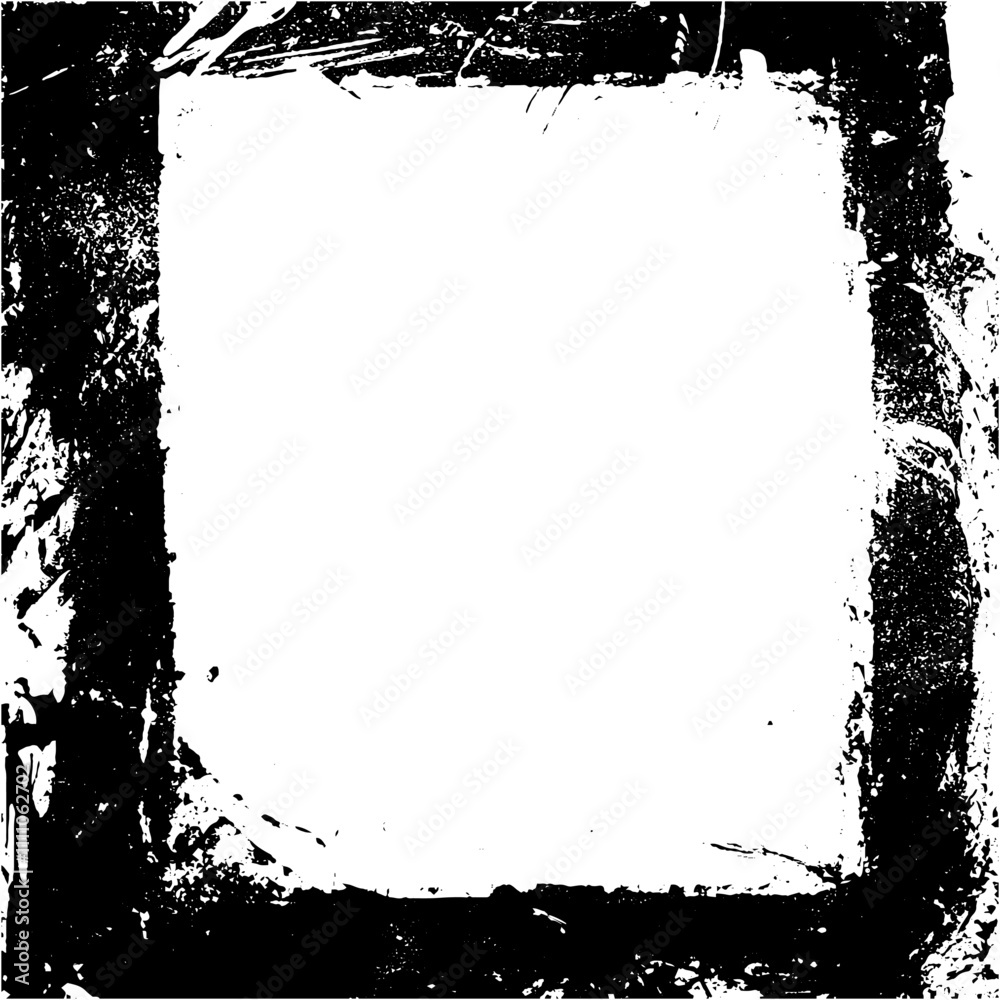 Poster vector square frame with rough brush strokes and hand-drawn outline. grunge texture featuring distre