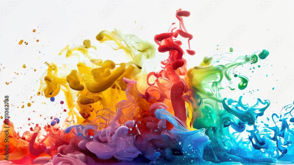Poster Vivid Color Splashes Dance in Dynamic Motion Creating a Mesmerizing Visual Experience