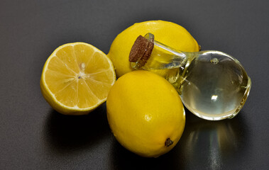 photos of vegetable oils, lemon oil.