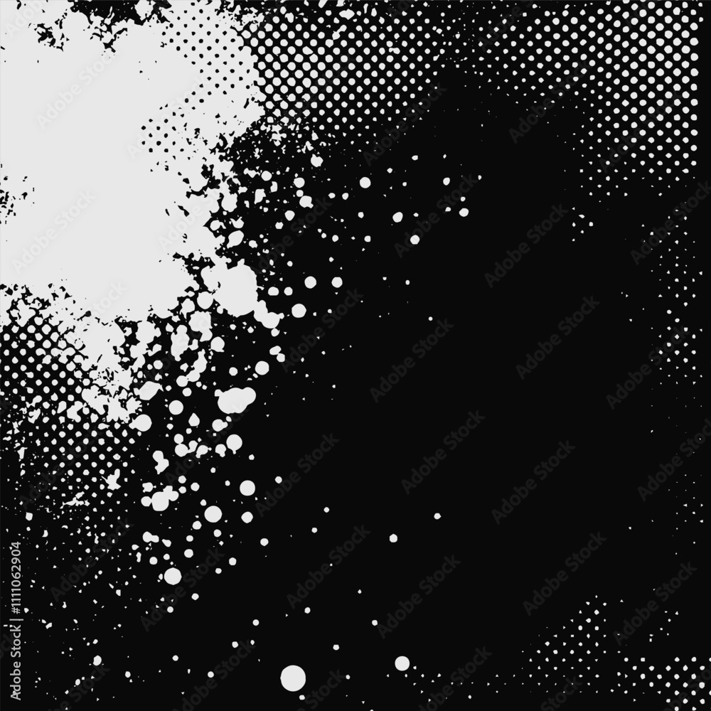 Poster Vector halftone background with distress effects and rough brush strokes. Glitch and noise distortion creating a grunge design with a punk aesthetic.