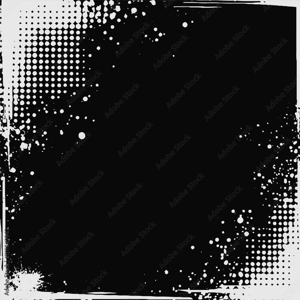 Poster vector dirty halftone background with rough brush strokes and glitch effects. distressed, abstract d