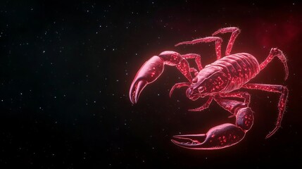 Scorpio constellation glowing vividly in crimson hues, Scorpio crimson glow, mystical cosmic artistry