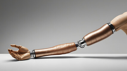Naklejka premium Lifelike Prosthetic Arm Showcasing Intricate Details and Flexibility
