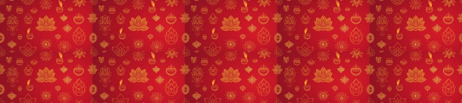 seamless pattern of Red gold Diwali festive floral pattern design  elegant joyful celebration 