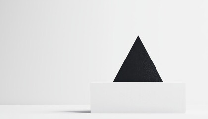 Fototapeta premium Minimalist Design of a Single Black Geometric Shape Against a Clean White Background