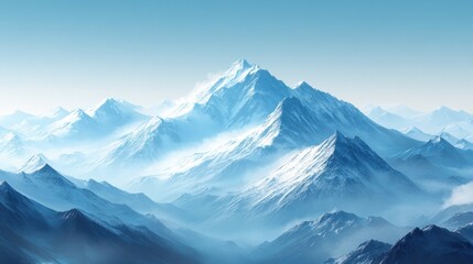 Obraz premium Majestic Winter Mountain Range: A Breathtaking Panorama of Snow-Capped Peaks