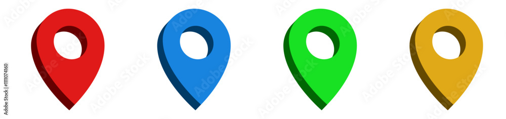 Poster 3d location map pointer icon, place pin marker sign - isometric red gps map pointers in flat style, destination symbols. location pin icon, Navigation sign
