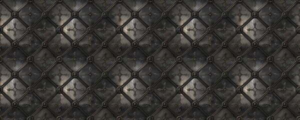 seamless pattern of Dark gray black metal ornate cross pattern texture background gothic medieval style mystery elegance 
