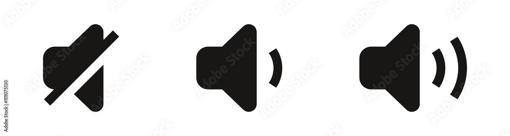 Poster speaker, sound, volume icon set , low and hight level volume speaker icon. voice, audio, silent, mut