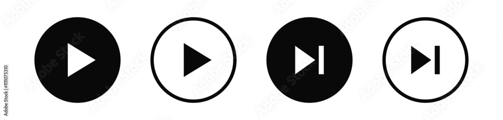 Aufkleber Play button icon vector set. play video audio icon media player symbols in flat style	