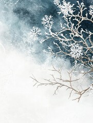 winter postcard, blank letterhead with snowflakes on blue background, with free space for text. watercolor illustration. Concept of New Year, Christmas, holidays, congratulations.