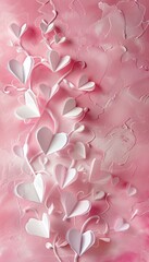 Obraz premium Elegant valentine s day greeting card design with soft pink background and paper hearts arrangement