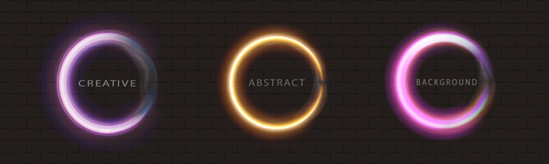 
Vibrant Neon Gradient Frames: Set of Glowing Round Futuristic Design Elements. Radiant Geometric Shapes, Modern Icon Collection. Illuminated Circle with Light Effects. Blue Portal and Platform	
