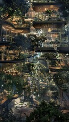 Fototapeta premium Interconnected urban landscapes a vision of business growth and nature s renewal