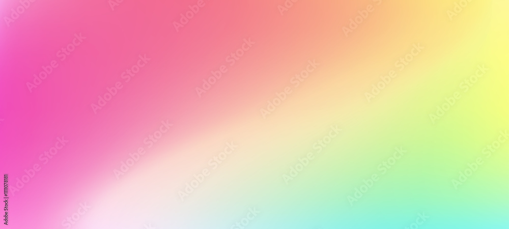 Poster Ombre rainbow background with soft chrome holograph. Abstract blurry gradient in pink and blue. Trendy gradation effect, radiant aura, and neon holo colors.