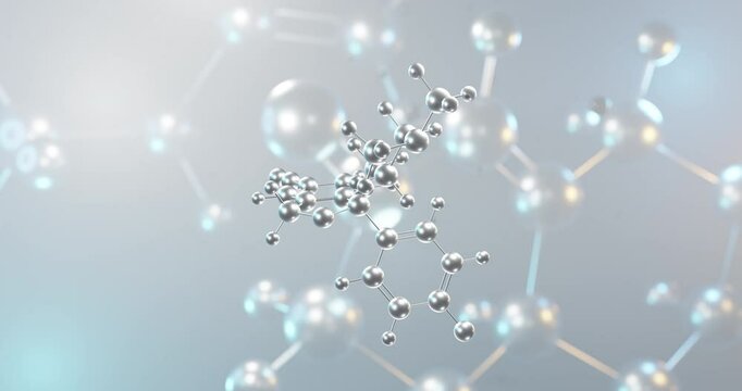 Escitalopram rotating 3d molecule, molecular structure of antidepressant, seamless video