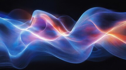 Fototapeta premium Abstract Wavy Form with Blue, Pink, and Orange Hues