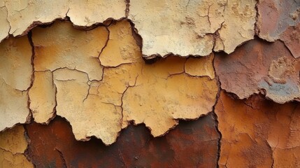 Obraz premium Close-up of Cracked and Peeling Paint on a Rusted Surface