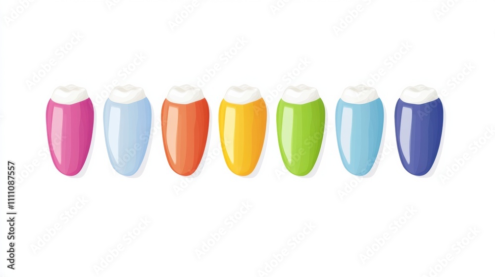 Poster illustration displays a dental row with various colored implants interspersed with healthy teeth, of