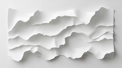Abstract White Paper Sculpture with Wrinkled and Layered Surface