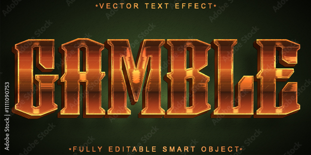 Poster golden gamble vector fully editable smart object text effect