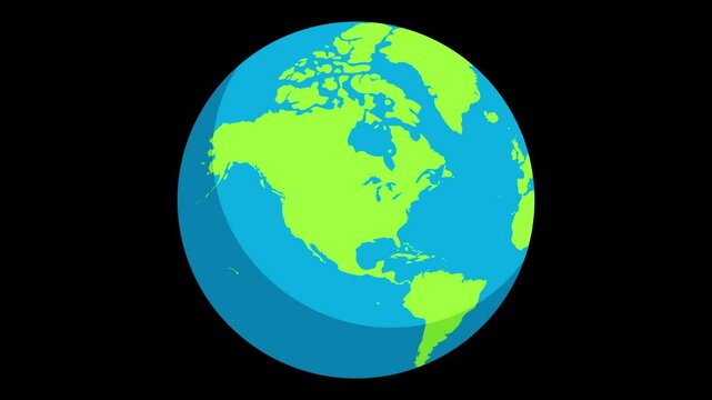 Cartoon style globe rotating smoothly. Ideal for enhancing presentations, infographics, educational videos, and global themed projects