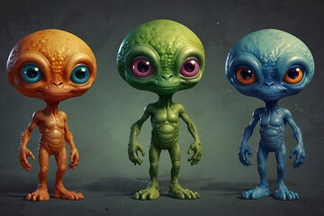 Fototapeta premium Fun Cartoon Aliens